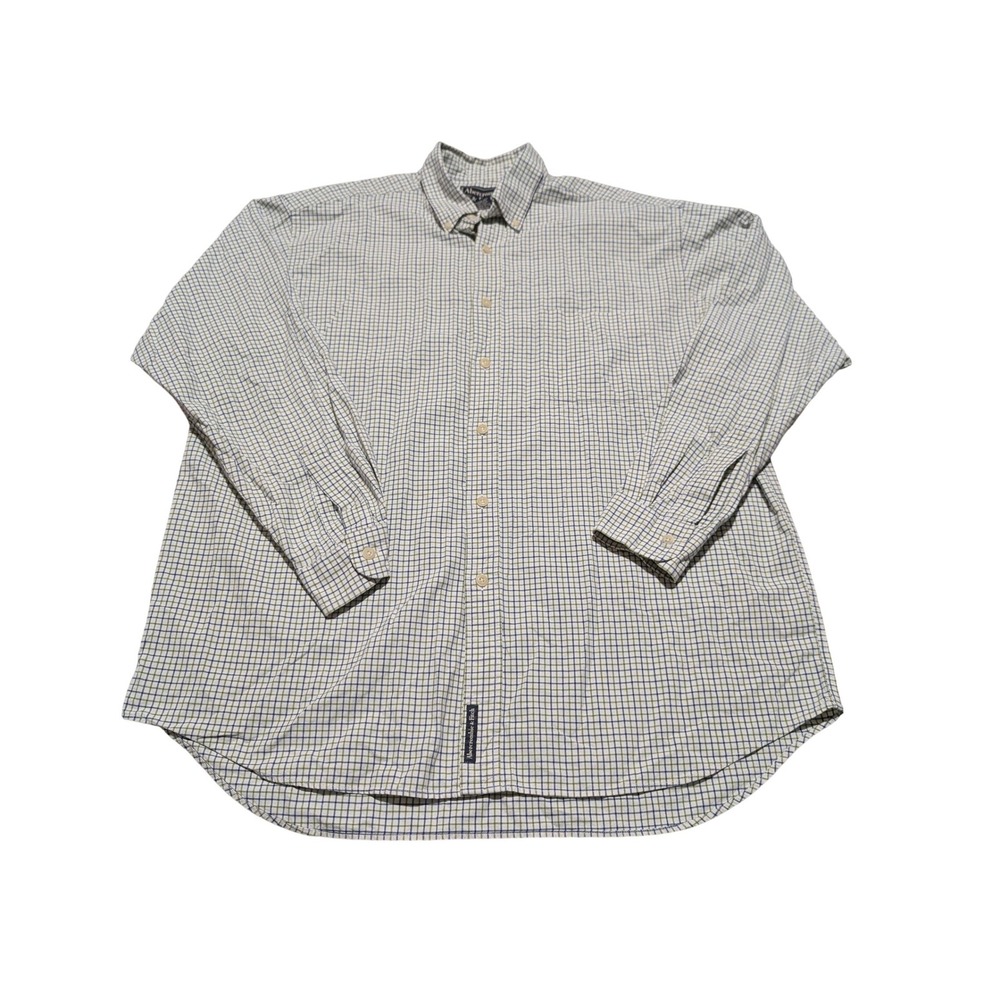 Abercrombie & Fitch Mens Large Tattersall Check Button Down Shirt‎ Blue Green L